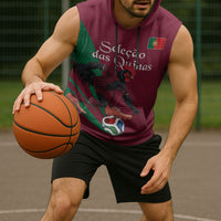 Personalized Portugal Football Selecao Das Quinas Sleeveless Hoodie Iconic Soccer Player Illustration With Portugal Flag