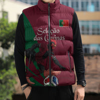Personalized Portugal Football Selecao Das Quinas Sleeveless Puffer Jacket Iconic Soccer Player Illustration With Portugal Flag