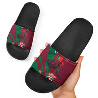 Personalized Portugal Football Selecao Das Quinas Slide Sandals Iconic Soccer Player Illustration With Portugal Flag