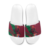 Personalized Portugal Football Selecao Das Quinas Slide Sandals Iconic Soccer Player Illustration With Portugal Flag