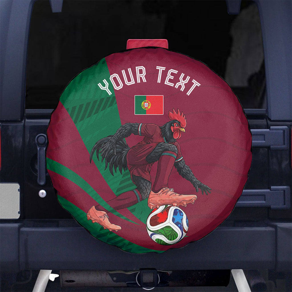 Personalized Portugal Football Selecao Das Quinas Spare Tire Cover Iconic Soccer Player Illustration With Portugal Flag