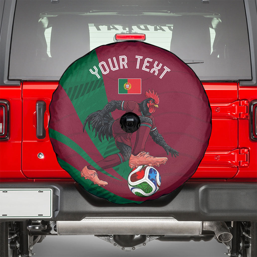 Personalized Portugal Football Selecao Das Quinas Spare Tire Cover Iconic Soccer Player Illustration With Portugal Flag