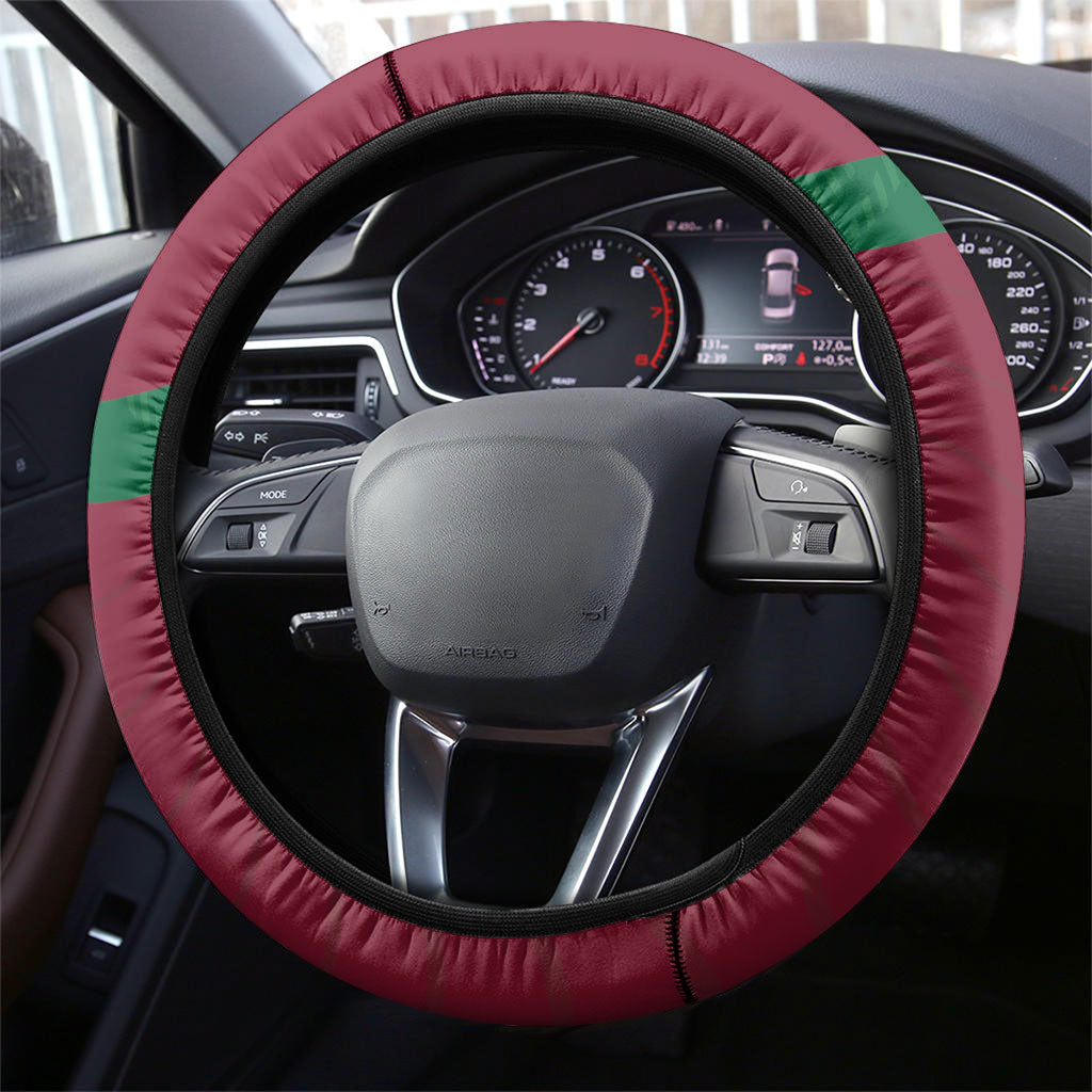 Portugal Football Selecao Das Quinas Steering Wheel Cover Iconic Soccer Player Illustration With Portugal Flag