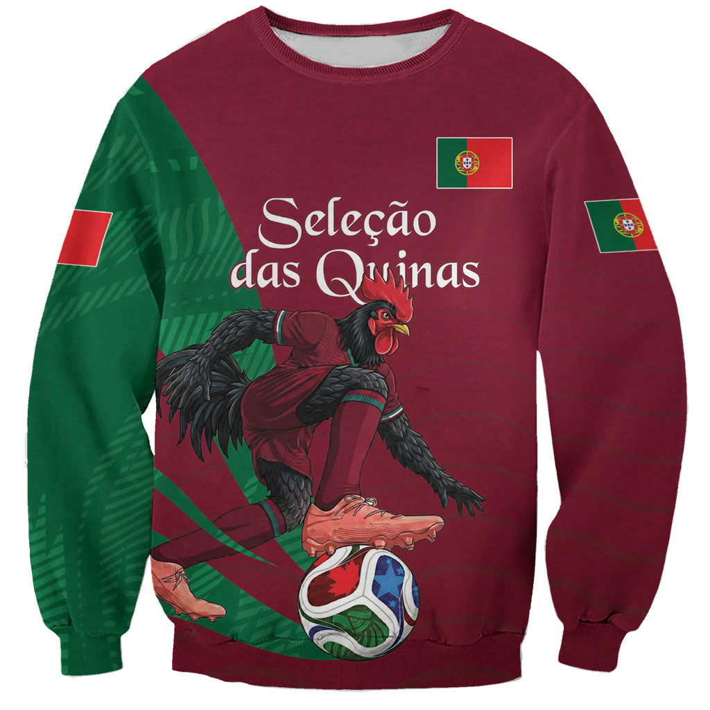 Personalized Portugal Football Selecao Das Quinas Sweatshirt Iconic Soccer Player Illustration With Portugal Flag