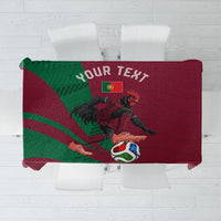 Personalized Portugal Football Selecao Das Quinas Tablecloth Iconic Soccer Player Illustration With Portugal Flag