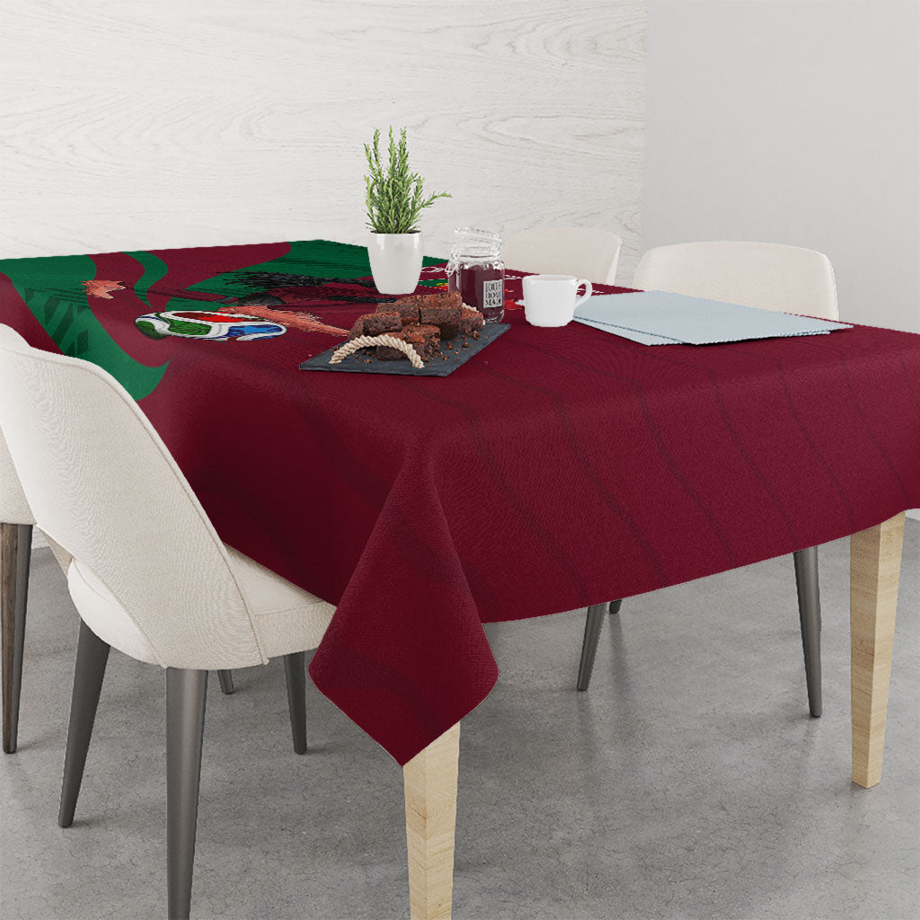 Personalized Portugal Football Selecao Das Quinas Tablecloth Iconic Soccer Player Illustration With Portugal Flag