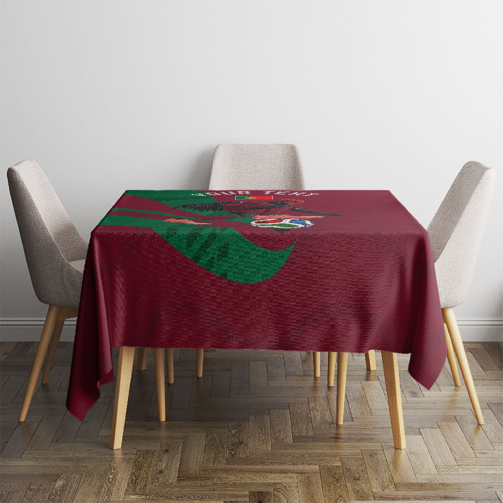 Personalized Portugal Football Selecao Das Quinas Tablecloth Iconic Soccer Player Illustration With Portugal Flag