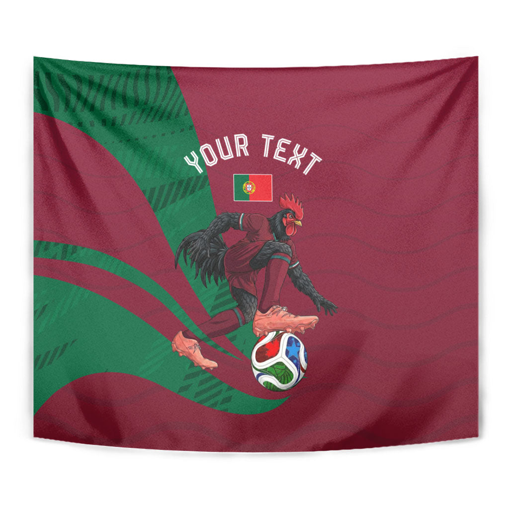 Personalized Portugal Football Selecao Das Quinas Tapestry Iconic Soccer Player Illustration With Portugal Flag