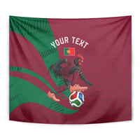 Personalized Portugal Football Selecao Das Quinas Tapestry Iconic Soccer Player Illustration With Portugal Flag