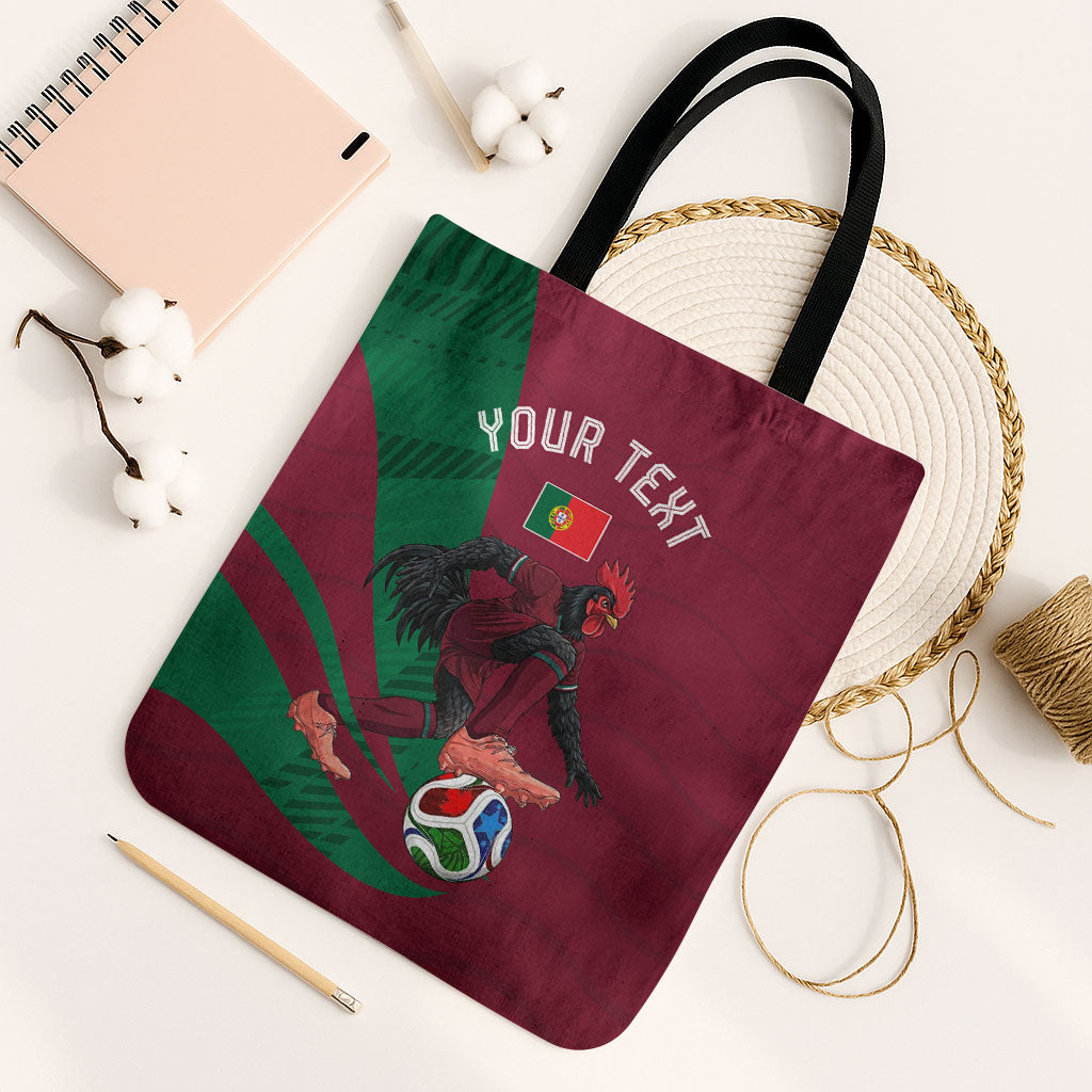 Personalized Portugal Football Selecao Das Quinas Tote Bag Iconic Soccer Player Illustration With Portugal Flag