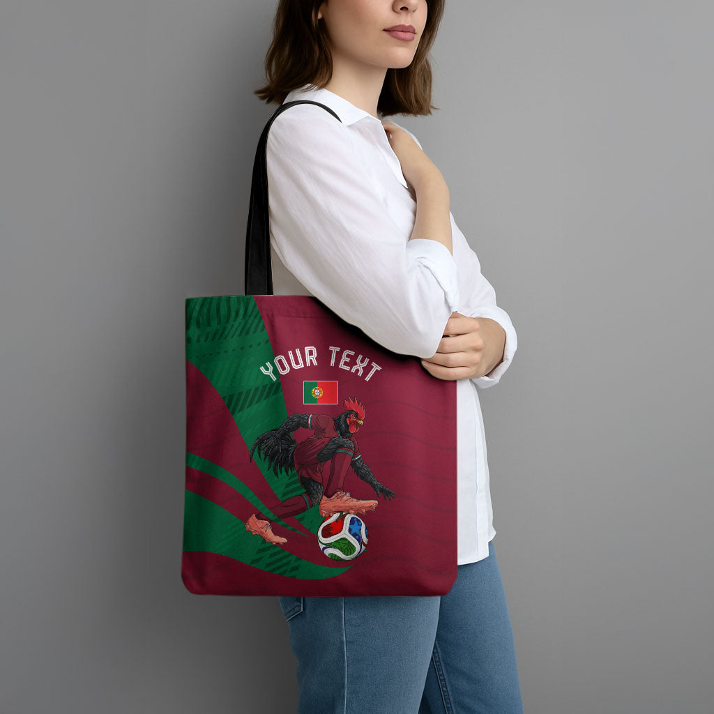 Personalized Portugal Football Selecao Das Quinas Tote Bag Iconic Soccer Player Illustration With Portugal Flag