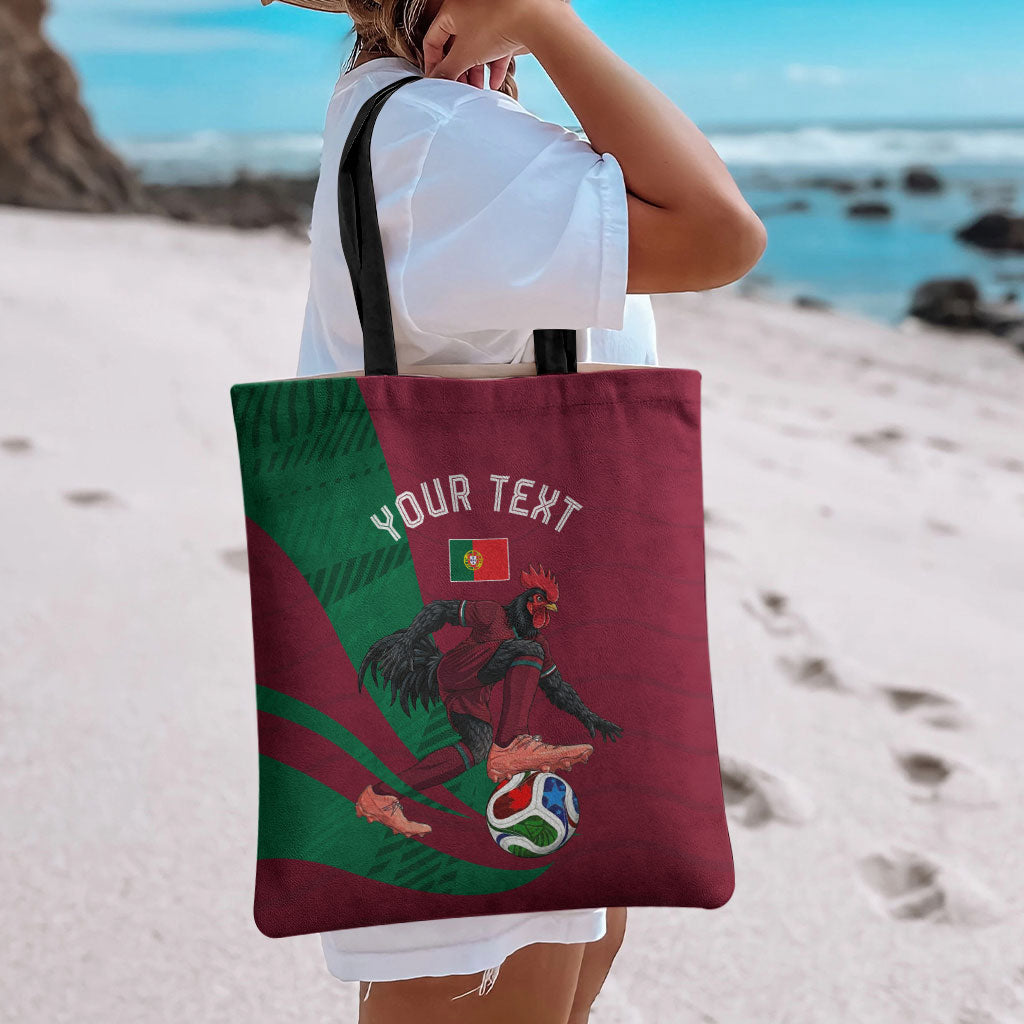 Personalized Portugal Football Selecao Das Quinas Tote Bag Iconic Soccer Player Illustration With Portugal Flag