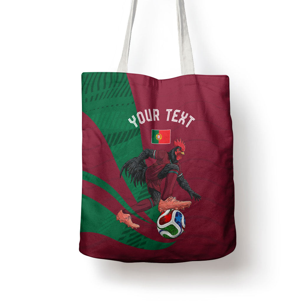 Personalized Portugal Football Selecao Das Quinas Tote Bag Iconic Soccer Player Illustration With Portugal Flag