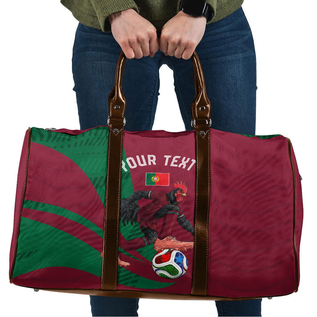 Personalized Portugal Football Selecao Das Quinas Travel Bag Iconic Soccer Player Illustration With Portugal Flag