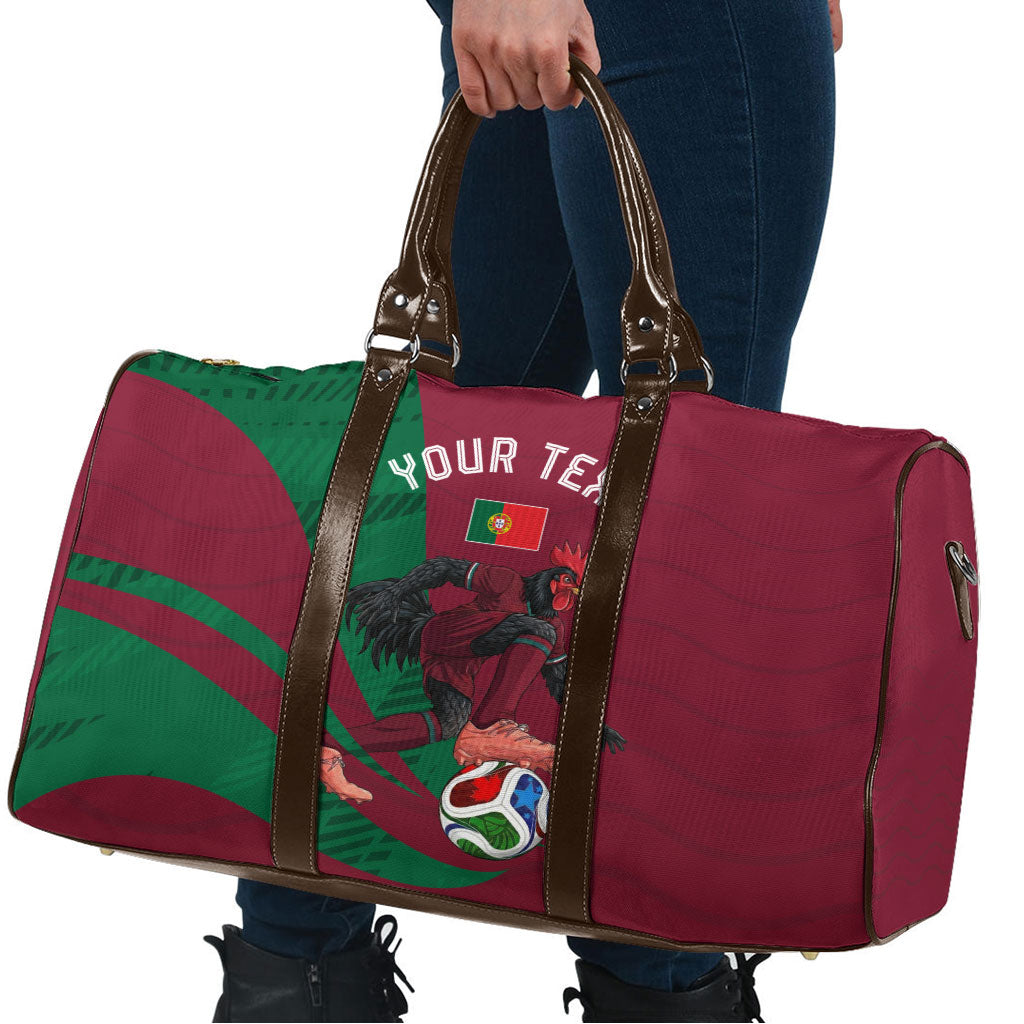 Personalized Portugal Football Selecao Das Quinas Travel Bag Iconic Soccer Player Illustration With Portugal Flag