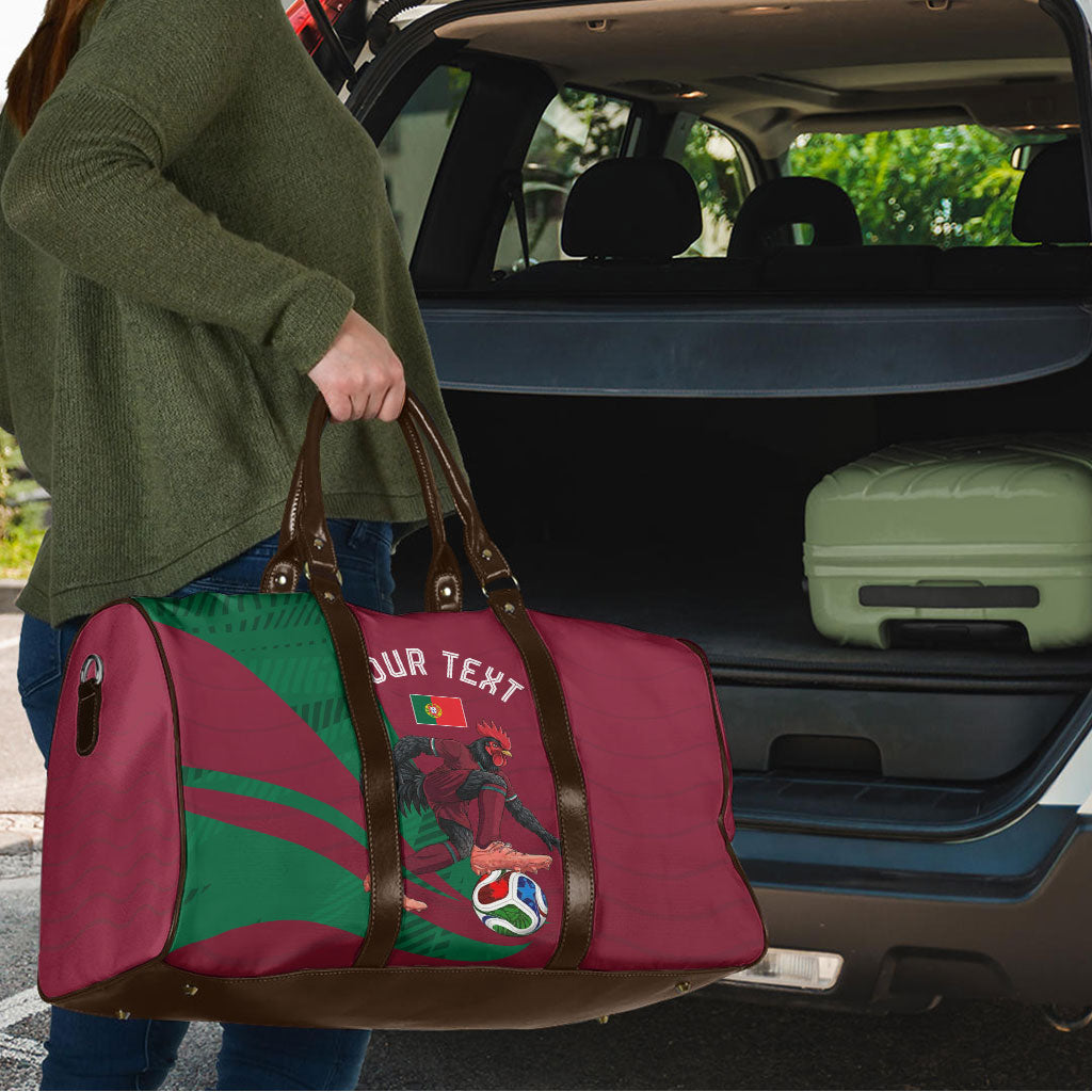 Personalized Portugal Football Selecao Das Quinas Travel Bag Iconic Soccer Player Illustration With Portugal Flag