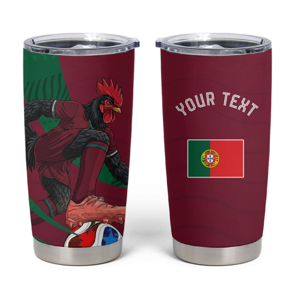 Personalized Portugal Football Selecao Das Quinas Tumbler Cup Iconic Soccer Player Illustration With Portugal Flag