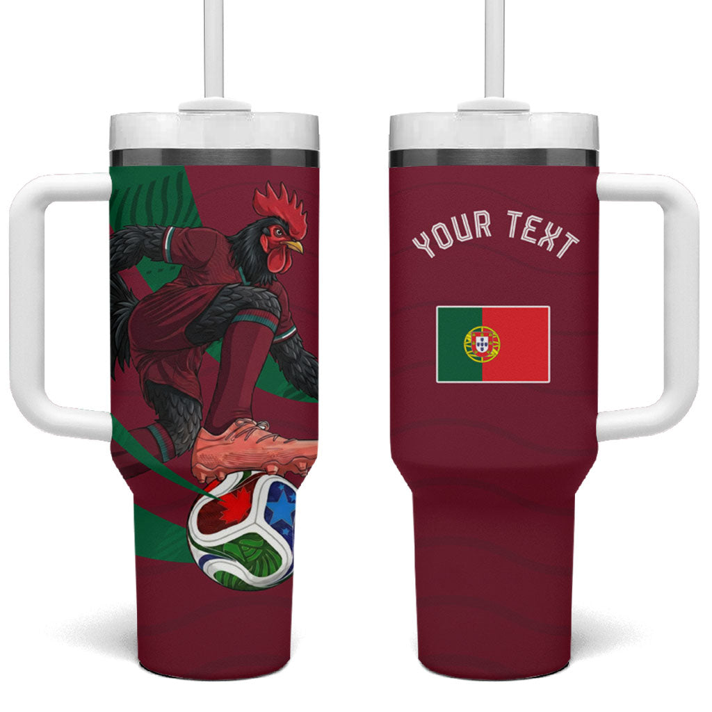 Personalized Portugal Football Selecao Das Quinas Tumbler With Handle Iconic Soccer Player Illustration With Portugal Flag