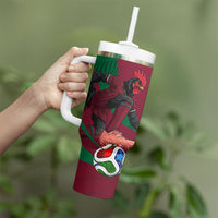 Personalized Portugal Football Selecao Das Quinas Tumbler With Handle Iconic Soccer Player Illustration With Portugal Flag