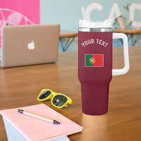Personalized Portugal Football Selecao Das Quinas Tumbler With Handle Iconic Soccer Player Illustration With Portugal Flag