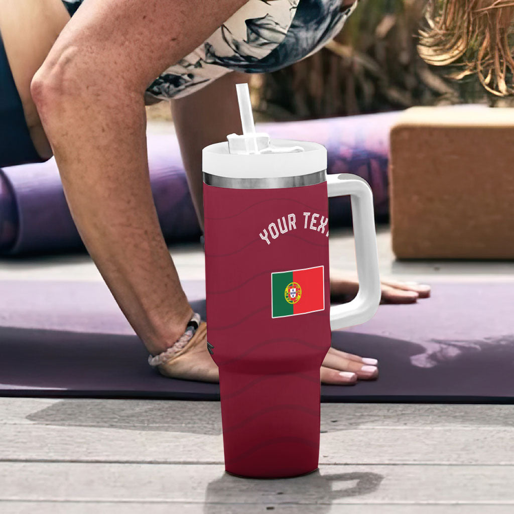 Personalized Portugal Football Selecao Das Quinas Tumbler With Handle Iconic Soccer Player Illustration With Portugal Flag