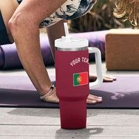 Personalized Portugal Football Selecao Das Quinas Tumbler With Handle Iconic Soccer Player Illustration With Portugal Flag