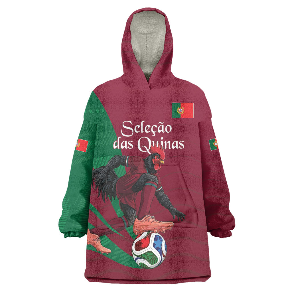 Personalized Portugal Football Selecao Das Quinas Wearable Blanket Hoodie Iconic Soccer Player Illustration With Portugal Flag