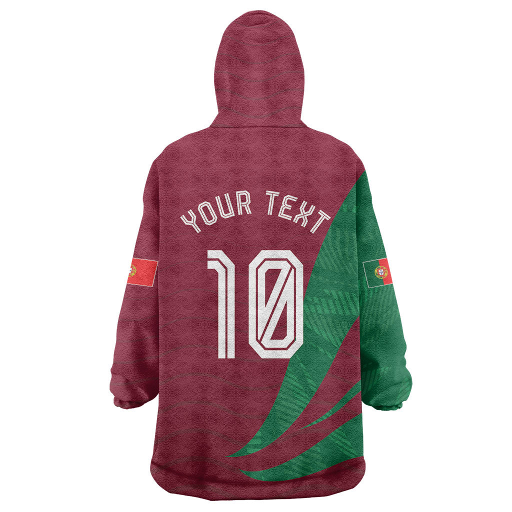 Personalized Portugal Football Selecao Das Quinas Wearable Blanket Hoodie Iconic Soccer Player Illustration With Portugal Flag