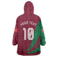 Personalized Portugal Football Selecao Das Quinas Wearable Blanket Hoodie Iconic Soccer Player Illustration With Portugal Flag