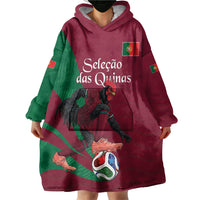 Personalized Portugal Football Selecao Das Quinas Wearable Blanket Hoodie Iconic Soccer Player Illustration With Portugal Flag
