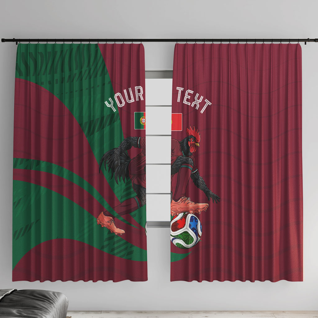Personalized Portugal Football Selecao Das Quinas Window Curtain Iconic Soccer Player Illustration With Portugal Flag