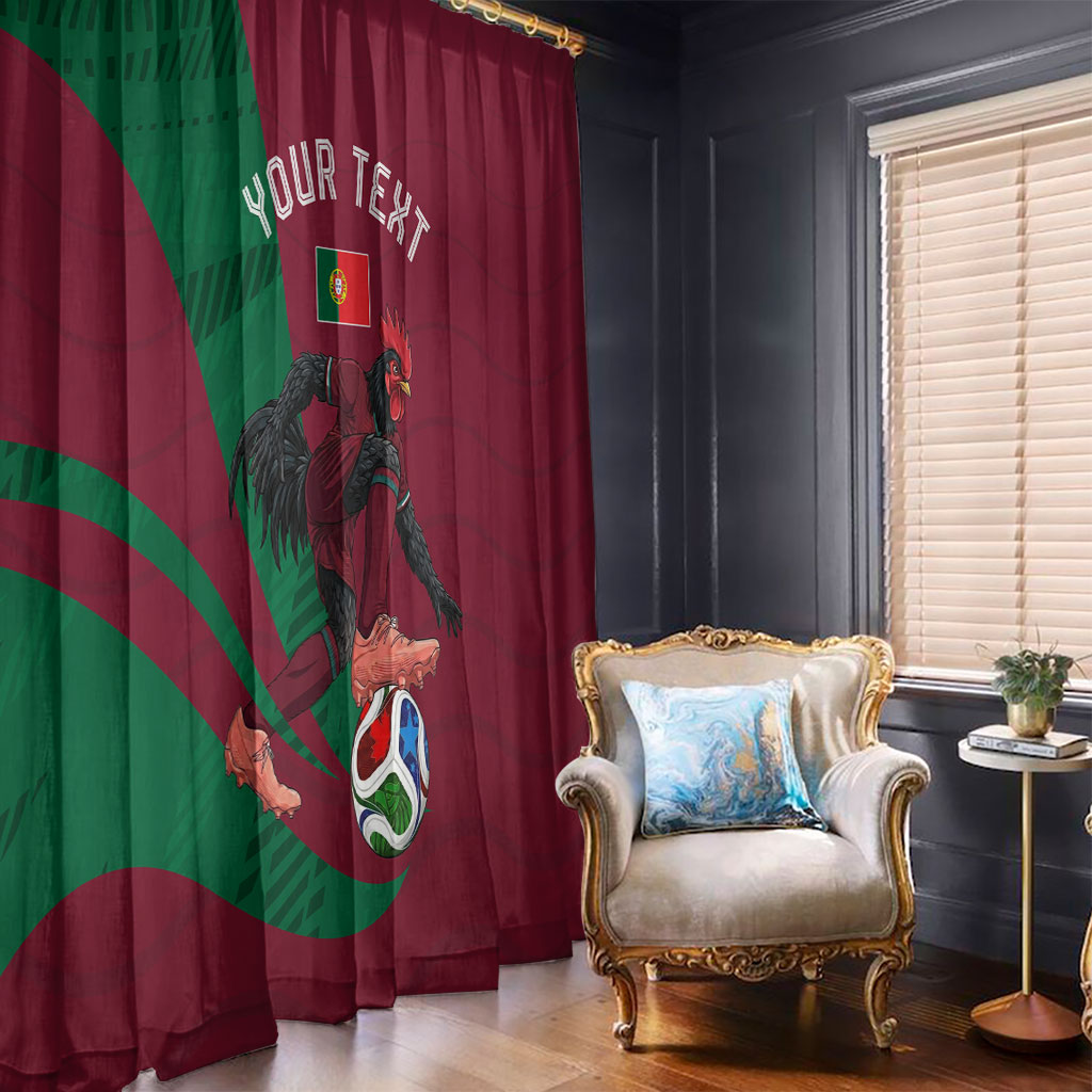 Personalized Portugal Football Selecao Das Quinas Window Curtain Iconic Soccer Player Illustration With Portugal Flag