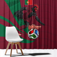 Personalized Portugal Football Selecao Das Quinas Window Curtain Iconic Soccer Player Illustration With Portugal Flag
