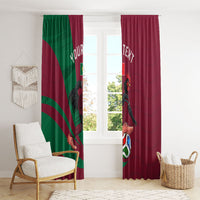 Personalized Portugal Football Selecao Das Quinas Window Curtain Iconic Soccer Player Illustration With Portugal Flag