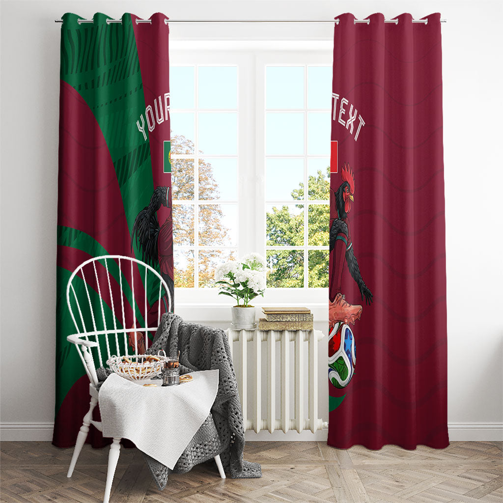 Personalized Portugal Football Selecao Das Quinas Window Curtain Iconic Soccer Player Illustration With Portugal Flag