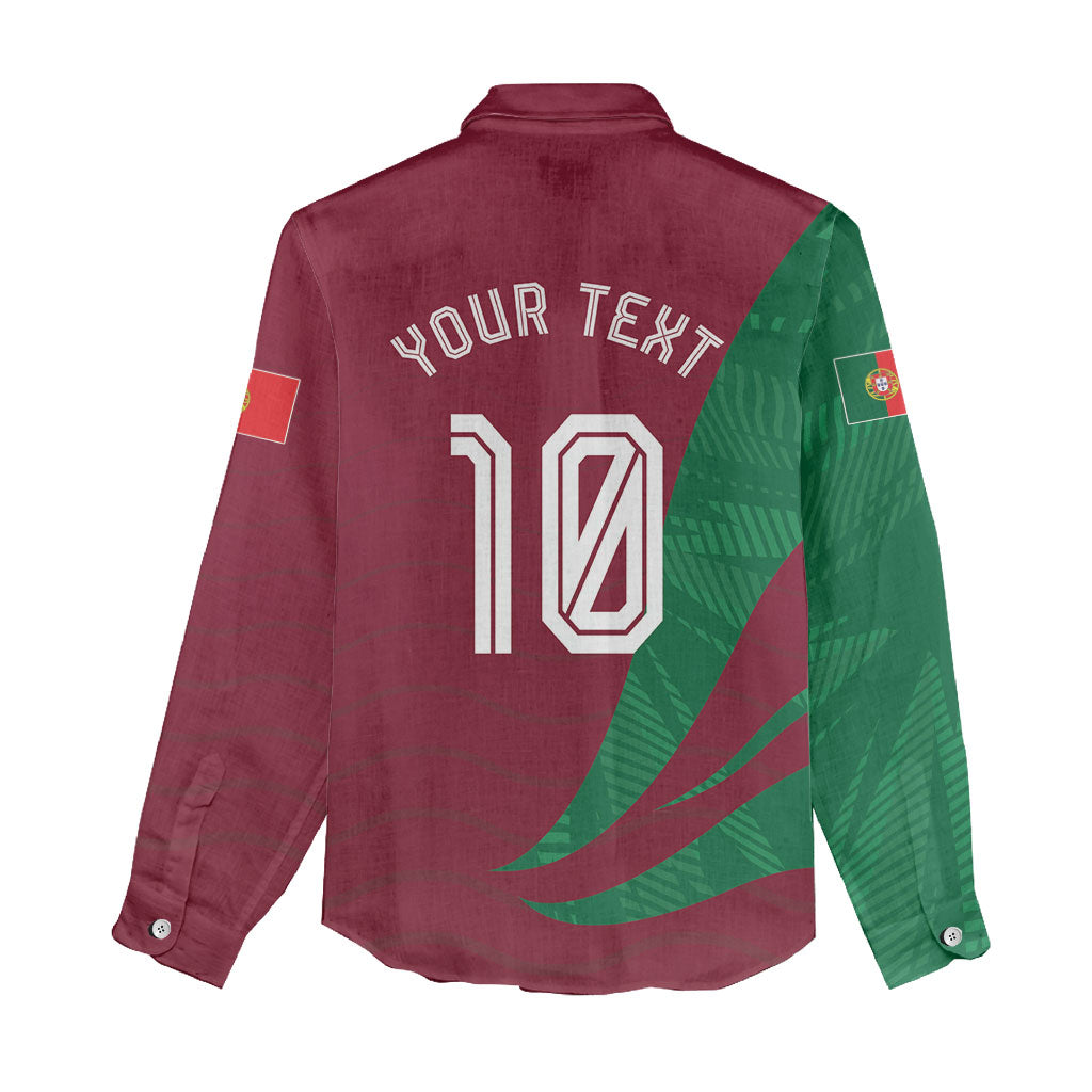 Personalized Portugal Football Selecao Das Quinas Women Casual Shirt Iconic Soccer Player Illustration With Portugal Flag