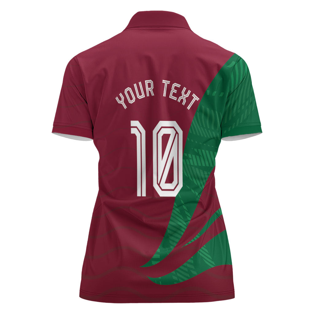 Personalized Portugal Football Selecao Das Quinas Women Polo Shirt Iconic Soccer Player Illustration With Portugal Flag