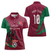Personalized Portugal Football Selecao Das Quinas Women Polo Shirt Iconic Soccer Player Illustration With Portugal Flag