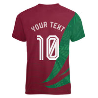 Personalized Portugal Football Selecao Das Quinas Women V-Neck T-Shirt Iconic Soccer Player Illustration With Portugal Flag