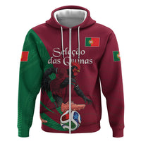 Personalized Portugal Football Selecao Das Quinas Zip Hoodie Iconic Soccer Player Illustration With Portugal Flag