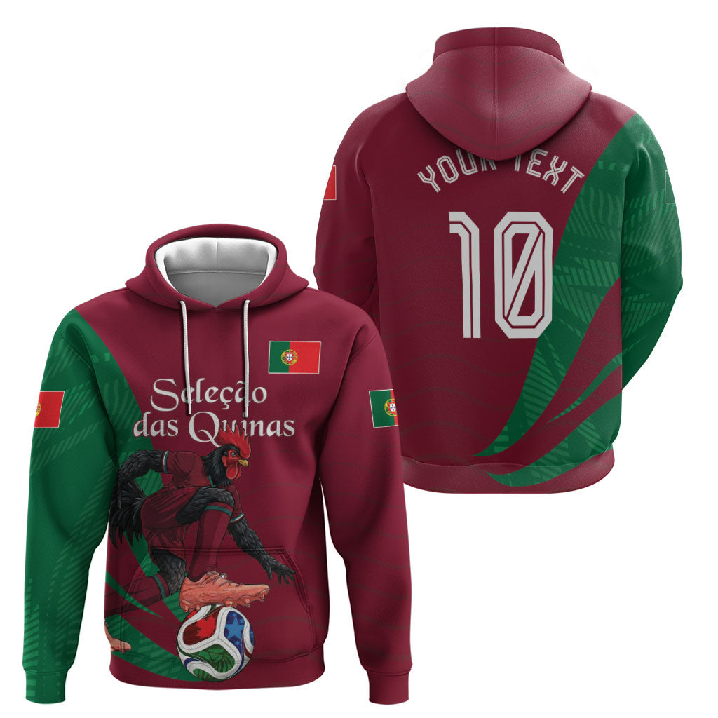 Personalized Portugal Football Selecao Das Quinas Zip Hoodie Iconic Soccer Player Illustration With Portugal Flag