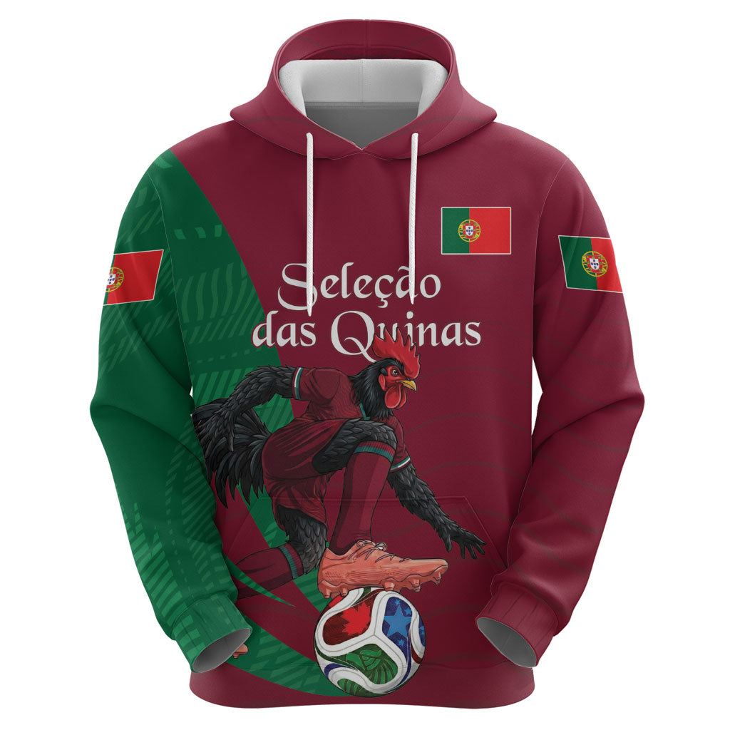 Personalized Portugal Football Selecao Das Quinas Zip Hoodie Iconic Soccer Player Illustration With Portugal Flag