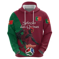 Personalized Portugal Football Selecao Das Quinas Zip Hoodie Iconic Soccer Player Illustration With Portugal Flag