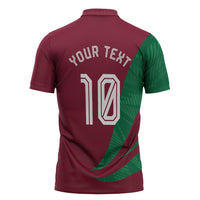 Personalized Portugal Football Selecao Das Quinas Zipper Polo Shirt Iconic Soccer Player Illustration With Portugal Flag