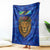 Tanzania Simba Lion Blanket with Floral Crown and Blue Mosaic Design