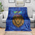 Tanzania Simba Lion Blanket with Floral Crown and Blue Mosaic Design