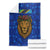 Tanzania Simba Lion Blanket with Floral Crown and Blue Mosaic Design