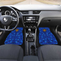 Tanzania Simba Lion Car Mats with Floral Crown and Blue Mosaic Design