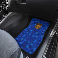 Tanzania Simba Lion Car Mats with Floral Crown and Blue Mosaic Design