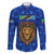 Tanzania Simba Lion Family Matching Long Sleeve Bodycon Dress and Hawaiian Shirt with Floral Crown and Blue Mosaic Design